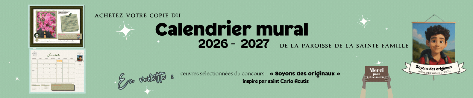 Calendrier 2026-2027 carlo acutis