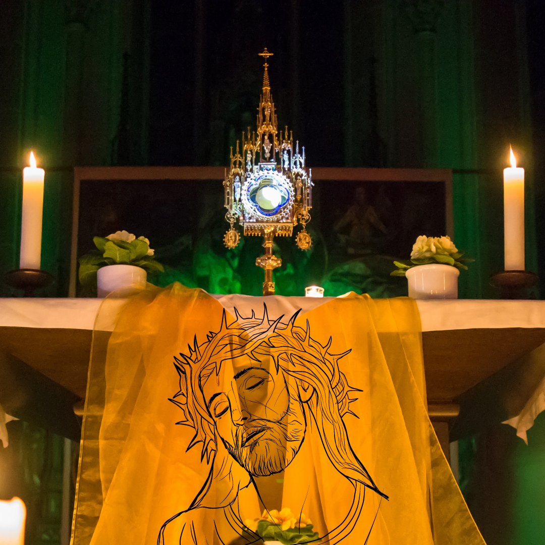 Adoration autel christ couronne